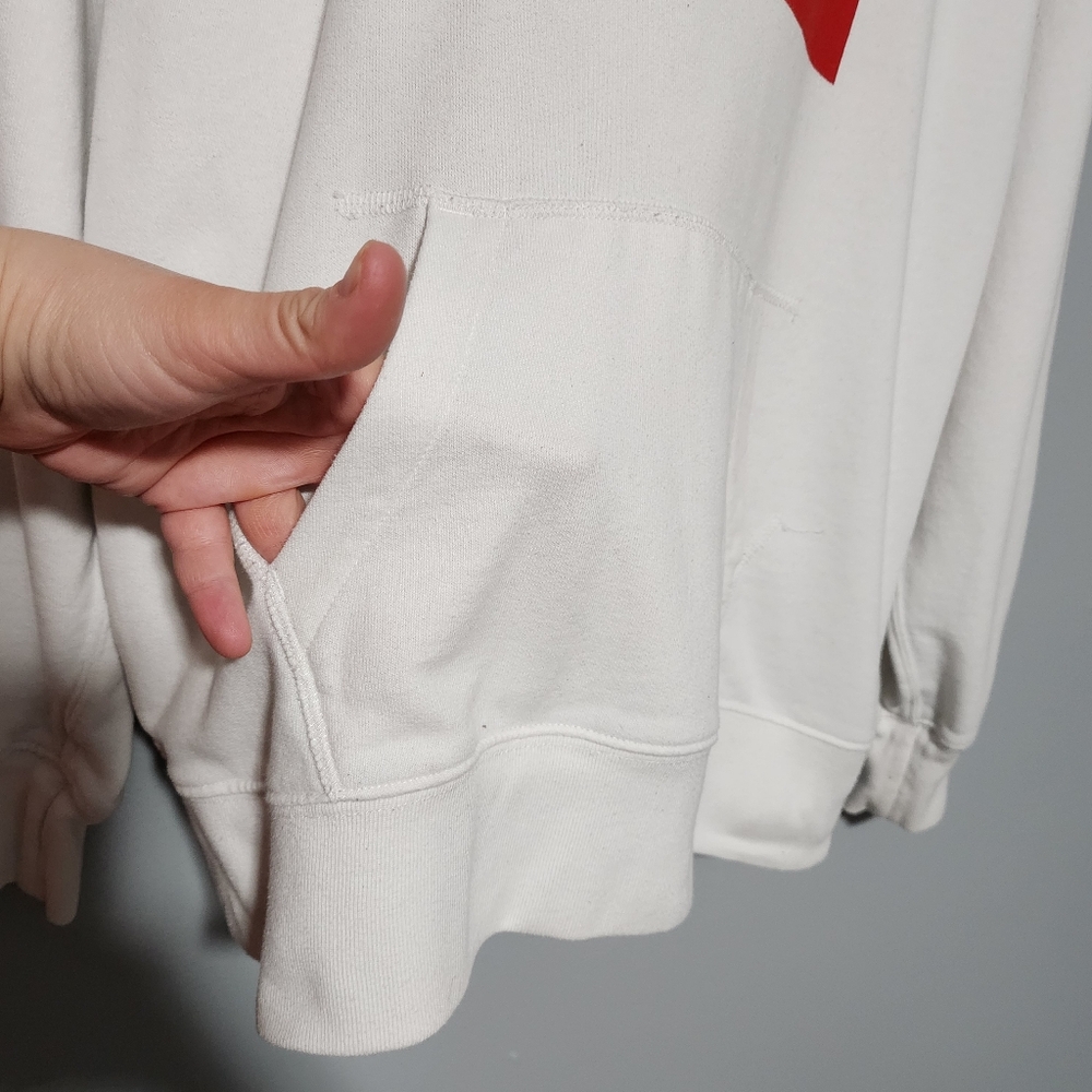 LEVIS Hoodie Womens Large White Red Blue Logo Graphic Streetwear Athleisure - Picture 4 of 9